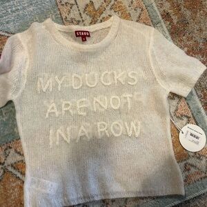 STAUD Cream Knit Sweater with Text Design